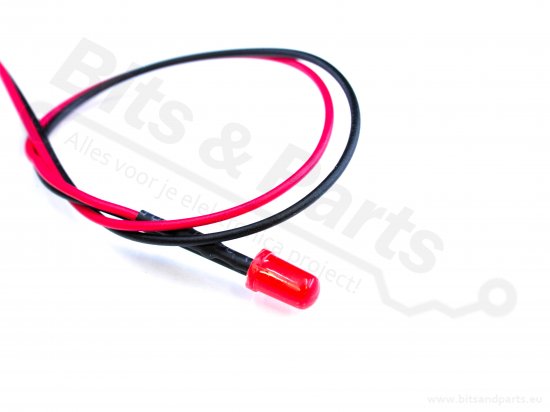 LED 5mm Rood Mat voorbedraad voor 5V-9V